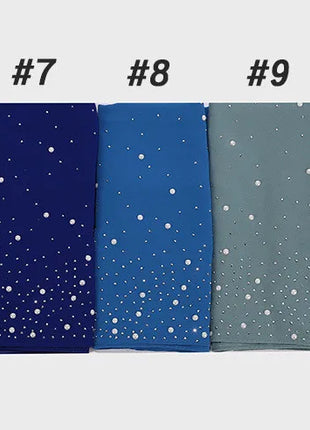 180*70CM New Plain Diamond Beads Bubble Chiffon Instant Hijab Shawls Solid Thick Head Wraps Foulard Sjaal Muslim Bonnet Cachecol
