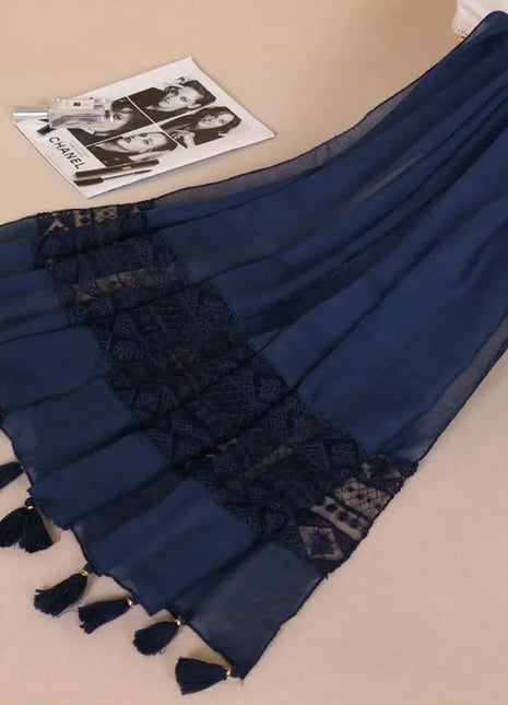 Women Fashion Plain Lace Floral Patchwork Viscose Shawl Scarf Luxury Brand Laser Cut Long Size Bufandas Muslim Hijab Wrap Snood