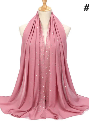 180*70CM New Plain Diamond Beads Bubble Chiffon Instant Hijab Shawls Solid Thick Head Wraps Foulard Sjaal Muslim Bonnet Cachecol