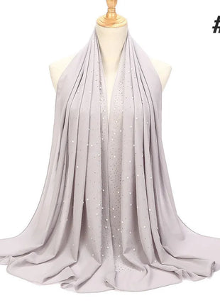 180*70CM New Plain Diamond Beads Bubble Chiffon Instant Hijab Shawls Solid Thick Head Wraps Foulard Sjaal Muslim Bonnet Cachecol