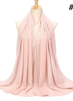 180*70CM New Plain Diamond Beads Bubble Chiffon Instant Hijab Shawls Solid Thick Head Wraps Foulard Sjaal Muslim Bonnet Cachecol