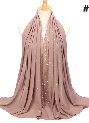 180*70CM New Plain Diamond Beads Bubble Chiffon Instant Hijab Shawls Solid Thick Head Wraps Foulard Sjaal Muslim Bonnet Cachecol