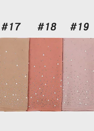 180*70CM New Plain Diamond Beads Bubble Chiffon Instant Hijab Shawls Solid Thick Head Wraps Foulard Sjaal Muslim Bonnet Cachecol