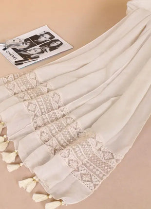 Women Fashion Plain Lace Floral Patchwork Viscose Shawl Scarf Luxury Brand Laser Cut Long Size Bufandas Muslim Hijab Wrap Snood