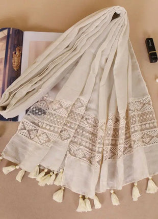 Women Fashion Plain Lace Floral Patchwork Viscose Shawl Scarf Luxury Brand Laser Cut Long Size Bufandas Muslim Hijab Wrap Snood