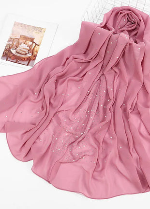 180*70CM New Plain Diamond Beads Bubble Chiffon Instant Hijab Shawls Solid Thick Head Wraps Foulard Sjaal Muslim Bonnet Cachecol