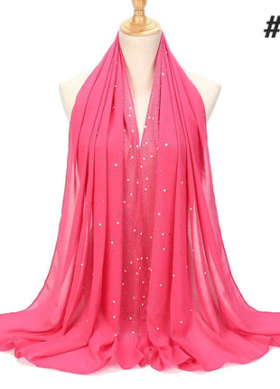 180*70CM New Plain Diamond Beads Bubble Chiffon Instant Hijab Shawls Solid Thick Head Wraps Foulard Sjaal Muslim Bonnet Cachecol