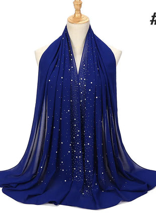 180*70CM New Plain Diamond Beads Bubble Chiffon Instant Hijab Shawls Solid Thick Head Wraps Foulard Sjaal Muslim Bonnet Cachecol