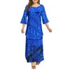 Dola Xiamen Culture Media Black Red Tonga Puletasi Dresses Ptaha Three-quarter Bell Sleeves Plus Size Samoan Dresses 2 Piece