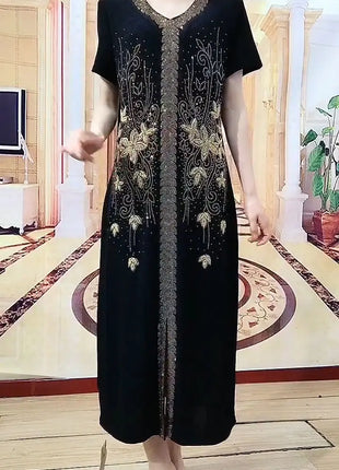 2025 High-End Heavy Industry Embroidery Hot Drilling Fashion Suit Dress Female 5XL Loose New Summer Two-Piece Dress Women