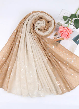 Fashion Ombre Two-tone Glitter Gradient Viscose Shawl Scarf Women Shimmer Bling Wrap Pashmina Stole Bufandas Muslim Hijab Snood