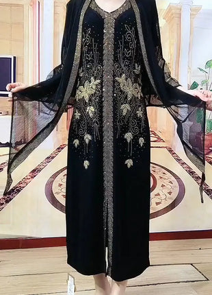 2025 High-End Heavy Industry Embroidery Hot Drilling Fashion Suit Dress Female 5XL Loose New Summer Two-Piece Dress Women