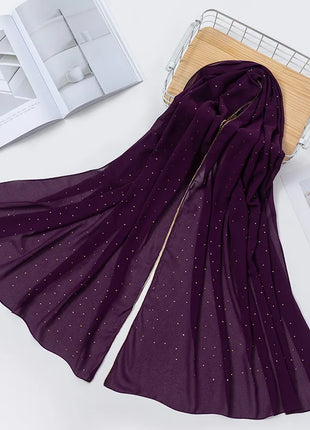 Luxury gold Chiffon Head Scarf solid Soft Long Muslim Scarves For Women Hijab musulman femme Shawl and Wrap foulard islamique