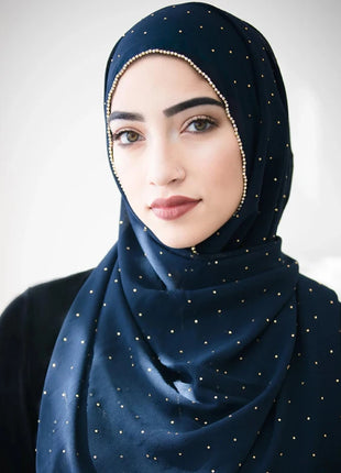 lain Pearl Bubble Chiffon Diamond Rhinestone Shawl Scarf High Quality Shimmer Beads Headband Wrap Foulard Muslim Hijab Sjaal