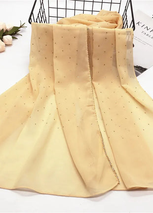 Luxury gold Chiffon Head Scarf solid Soft Long Muslim Scarves For Women Hijab musulman femme Shawl and Wrap foulard islamique