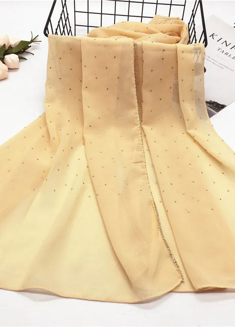 Luxury gold Chiffon Head Scarf solid Soft Long Muslim Scarves For Women Hijab musulman femme Shawl and Wrap foulard islamique