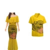 Wholesale Custom Half Shoulder Fishtail Dresses Shawl Mermaid Dress Long Women Evening Dress Match Mens Shirt Couples Clothing