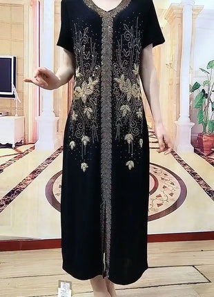 2025 High-End Heavy Industry Embroidery Hot Drilling Fashion Suit Dress Female 5XL Loose New Summer Two-Piece Dress Women