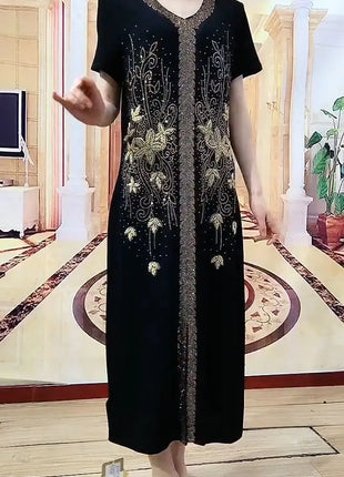 2025 High-End Heavy Industry Embroidery Hot Drilling Fashion Suit Dress Female 5XL Loose New Summer Two-Piece Dress Women