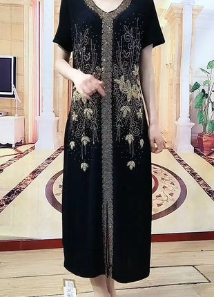 2025 High-End Heavy Industry Embroidery Hot Drilling Fashion Suit Dress Female 5XL Loose New Summer Two-Piece Dress Women