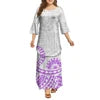 Dola Xiamen Culture Media Black Red Tonga Puletasi Dresses Ptaha Three-quarter Bell Sleeves Plus Size Samoan Dresses 2 Piece