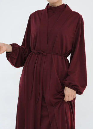 New Luxury Handmade Dubai Multi Color Modest Robe Muslim Women Turtleneck Waist Tie