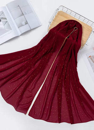 Luxury gold Chiffon Head Scarf solid Soft Long Muslim Scarves For Women Hijab musulman femme Shawl and Wrap foulard islamique