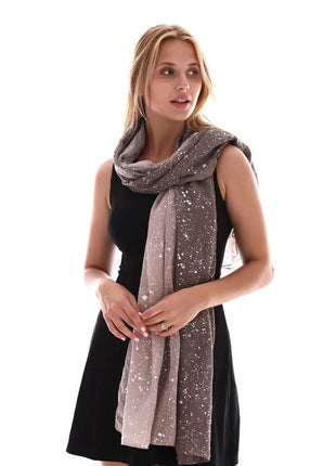 Fashion Ombre Two-tone Glitter Gradient Viscose Shawl Scarf Women Shimmer Bling Wrap Pashmina Stole Bufandas Muslim Hijab Snood