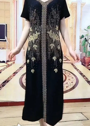 2025 High-End Heavy Industry Embroidery Hot Drilling Fashion Suit Dress Female 5XL Loose New Summer Two-Piece Dress Women