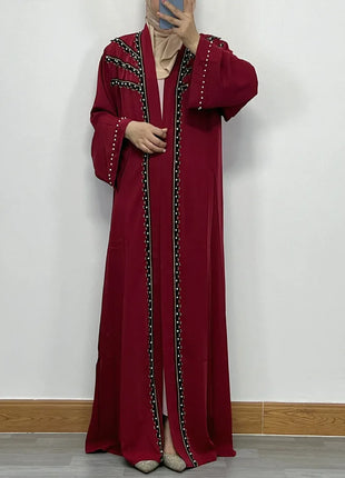 Dubai Abaya Islamic Clothing Women's Dresses Embellished Stone Stylish Burka Muslim Embroidery Beaded Women Front Open Abaya