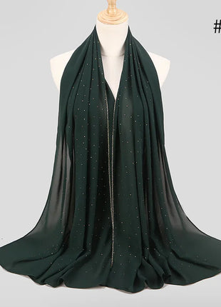 lain Pearl Bubble Chiffon Diamond Rhinestone Shawl Scarf High Quality Shimmer Beads Headband Wrap Foulard Muslim Hijab Sjaal
