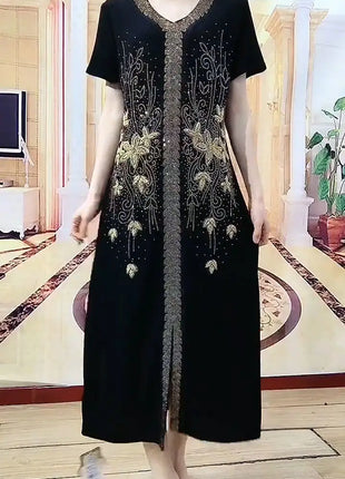 2025 High-End Heavy Industry Embroidery Hot Drilling Fashion Suit Dress Female 5XL Loose New Summer Two-Piece Dress Women