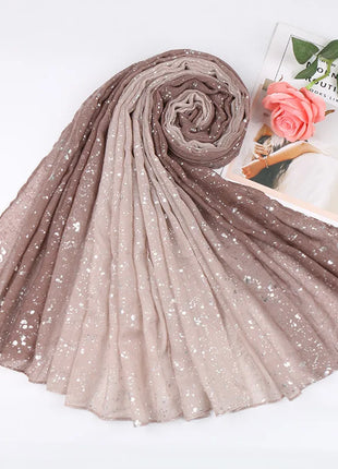 Fashion Ombre Two-tone Glitter Gradient Viscose Shawl Scarf Women Shimmer Bling Wrap Pashmina Stole Bufandas Muslim Hijab Snood
