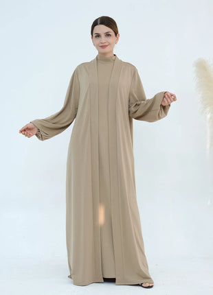 New Luxury Handmade Dubai Multi Color Modest Robe Muslim Women Turtleneck Waist Tie