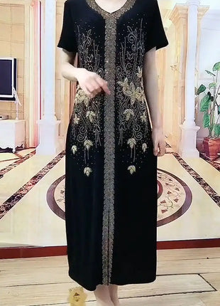2025 High-End Heavy Industry Embroidery Hot Drilling Fashion Suit Dress Female 5XL Loose New Summer Two-Piece Dress Women