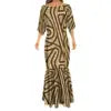 Big People Large Size Papua New Guinea Style Bodycon Fishtail Dress Pacific Design Half Sleeve Mermaid Bridesmaid Dresses