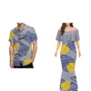 Wholesale Custom Half Shoulder Fishtail Dresses Shawl Mermaid Dress Long Women Evening Dress Match Mens Shirt Couples Clothing