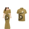 Wholesale Custom Half Shoulder Fishtail Dresses Shawl Mermaid Dress Long Women Evening Dress Match Mens Shirt Couples Clothing