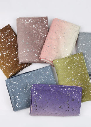 Fashion Ombre Two-tone Glitter Gradient Viscose Shawl Scarf Women Shimmer Bling Wrap Pashmina Stole Bufandas Muslim Hijab Snood