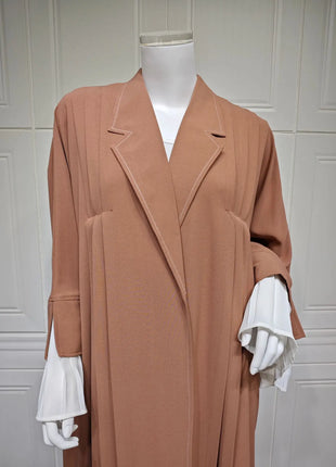 MQ143  Arab Saudi Ready Made Dress Designs Shirt Stand Collar Long Sleeve Kimono  Muslim Robe Dubai Open Abaya