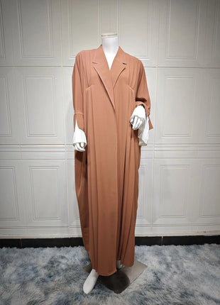 MQ143  Arab Saudi Ready Made Dress Designs Shirt Stand Collar Long Sleeve Kimono  Muslim Robe Dubai Open Abaya