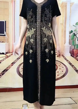 2025 High-End Heavy Industry Embroidery Hot Drilling Fashion Suit Dress Female 5XL Loose New Summer Two-Piece Dress Women