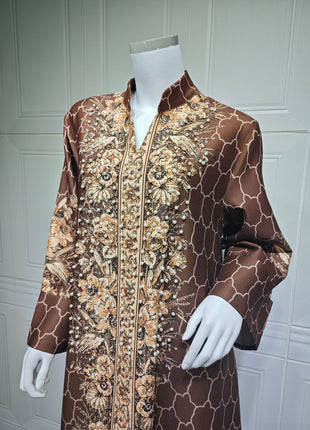 Muslim Dress Women Abaya for Eid Diamond Party Dresses Arab Long Robe Print Abayas Dubai Morocco Kaftan Islam Jalabiya Vestidos