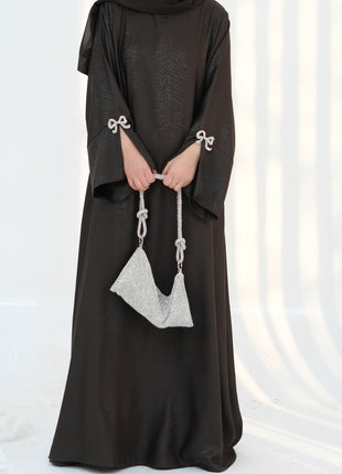 Eid Muslim Abaya for Women Bow Dresses Jalabiya Vestidos Split Sleeve Ramadan Morocco Dubai Long Robe Party Islam Kaftan 2025