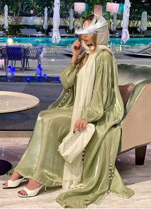 Muslim Dress 2 Piece Set Abayas Women Autumn Elegant Party Arab Morocco Hijab Abaya Dubai Turkey Islam Kaftan Musulmane Vestidos