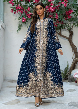 Muslim Dress Women Abaya for Eid Diamond Party Dresses Arab Long Robe Print Abayas Dubai Morocco Kaftan Islam Jalabiya Vestidos