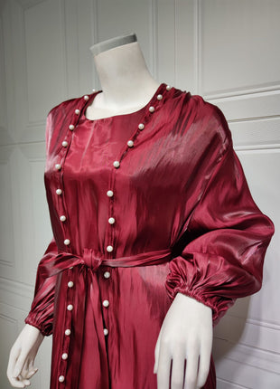 Muslim Dress 2 Piece Set Abayas Women Autumn Elegant Party Arab Morocco Hijab Abaya Dubai Turkey Islam Kaftan Musulmane Vestidos