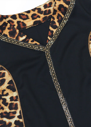 Muslim Abaya Dress Women Dubai Dresses Jalabiya Leopard Print Vestidos Modest Robe Morocco Arab Abayas Kaftan Islam Ramadan