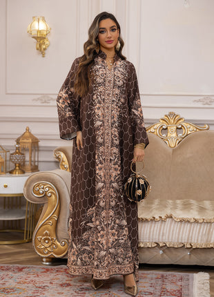 Muslim Dress Women Abaya for Eid Diamond Party Dresses Arab Long Robe Print Abayas Dubai Morocco Kaftan Islam Jalabiya Vestidos