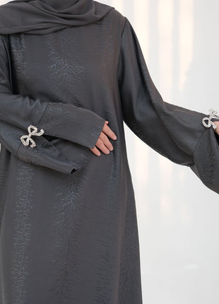 Eid Muslim Abaya for Women Bow Dresses Jalabiya Vestidos Split Sleeve Ramadan Morocco Dubai Long Robe Party Islam Kaftan 2025